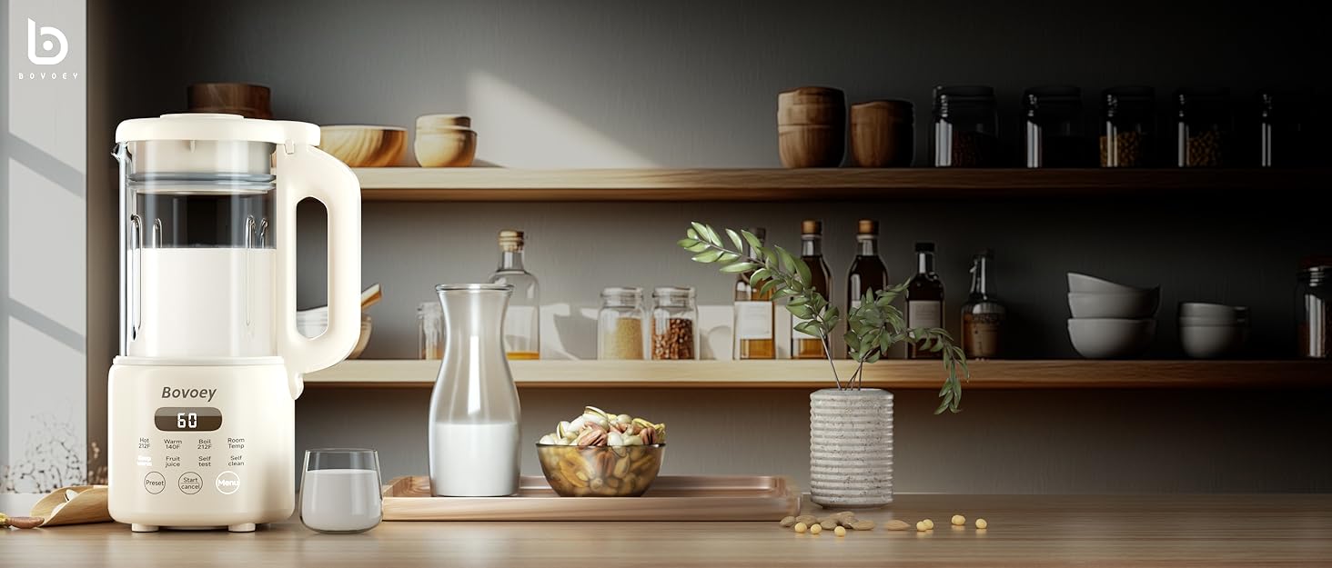 The counter on the kitchen glass soybean milk machine