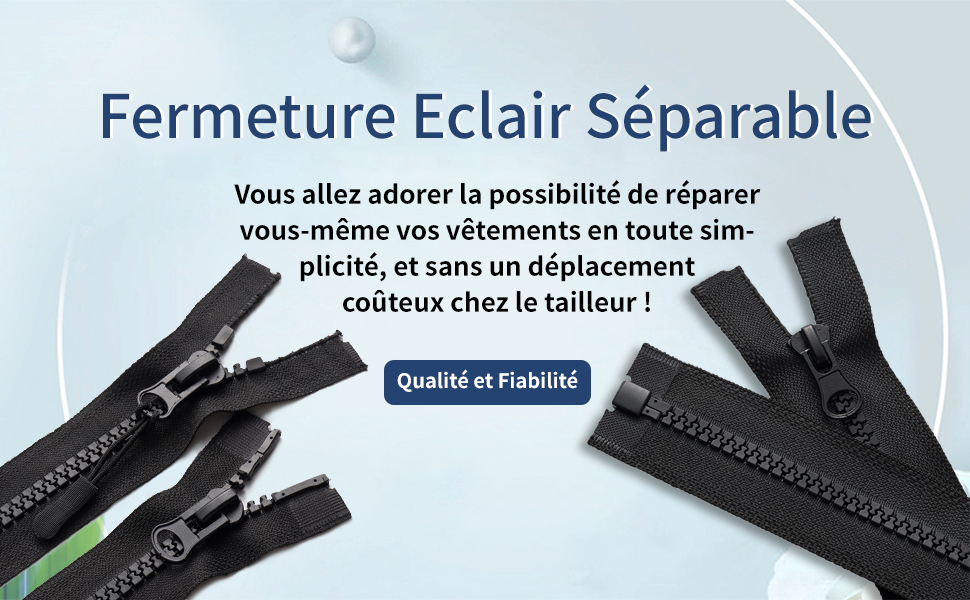 Fermeture Eclair 65 cm, 3 Pièces 5mm Séparable Fermetures Éclair, Fermeture Eclair Blouson, Noir