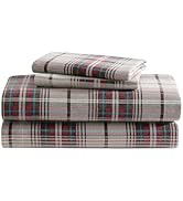 Eddie Bauer Mont Lake Plaid Flannel Sheet Set, Red, Queen