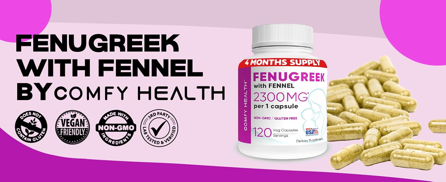 COMFY HEALTH Fenugreek Breastfeeding Capsules with Fennel for Lactation