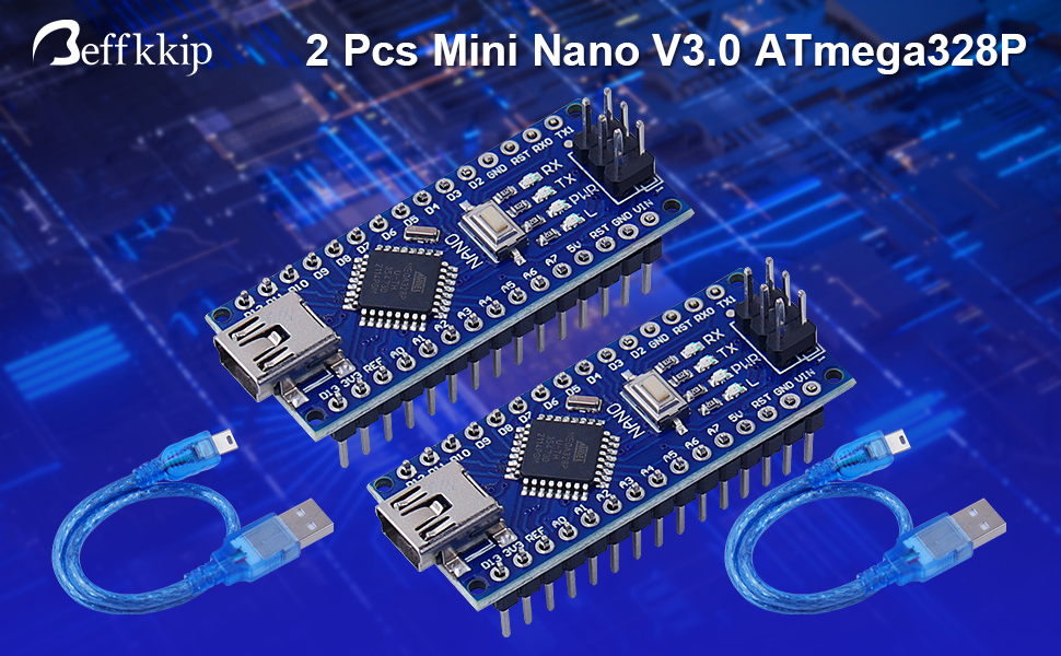 2 piezas Mini Nano V3.0 ATmega328P Microcontrolador Board con cable USB ...