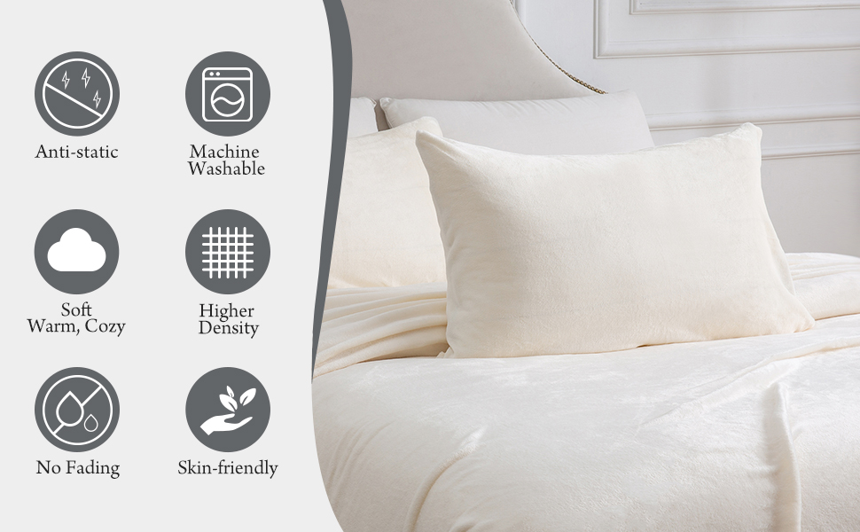 BEDELITE Flannel Sheets Twin Size White Super Soft Fleece