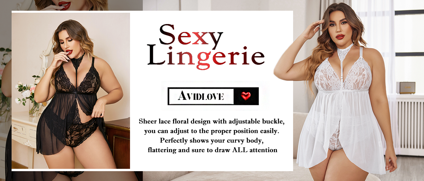 Sexy Lace Babydoll Mesh Chemise