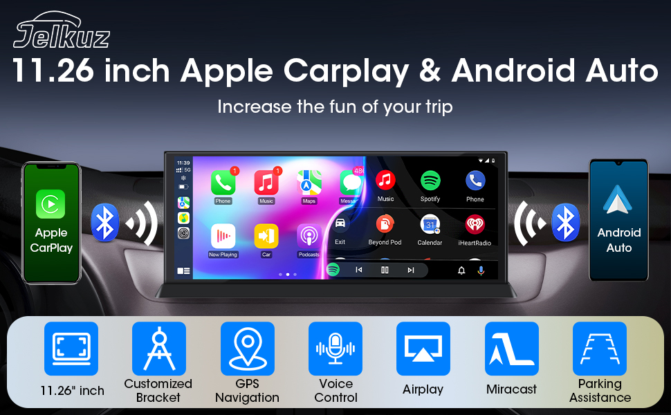 Appleページ Amazon.com: 11.26 Inch Wireless CarPlay Screen for Car