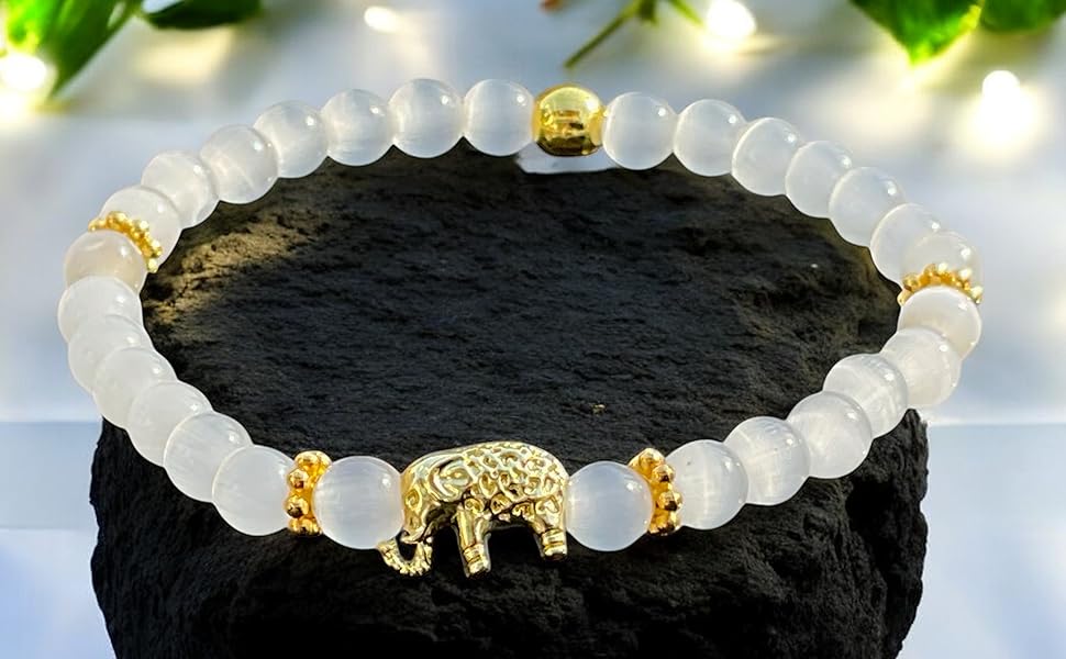 Armband Handmade_in_Germany nachhaltiges_Armband Selenit Jaspis rot weiß gold Geschenk Glück Energie