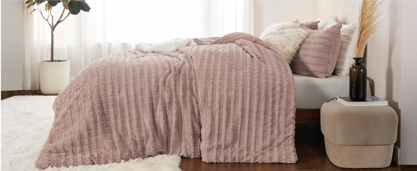 Bedsure Fluffy Comforter Set Twin Ultra Soft Faux Fur