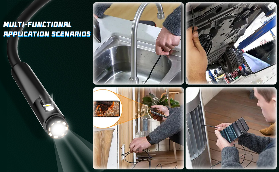 Maylatte Endoscope Camera with Light, 1920P Dual Lens USB Endoscope for