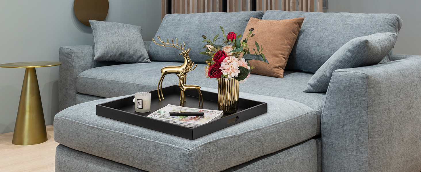 Hanobe Square Large Ottoman Tray Extra Large Black Serving