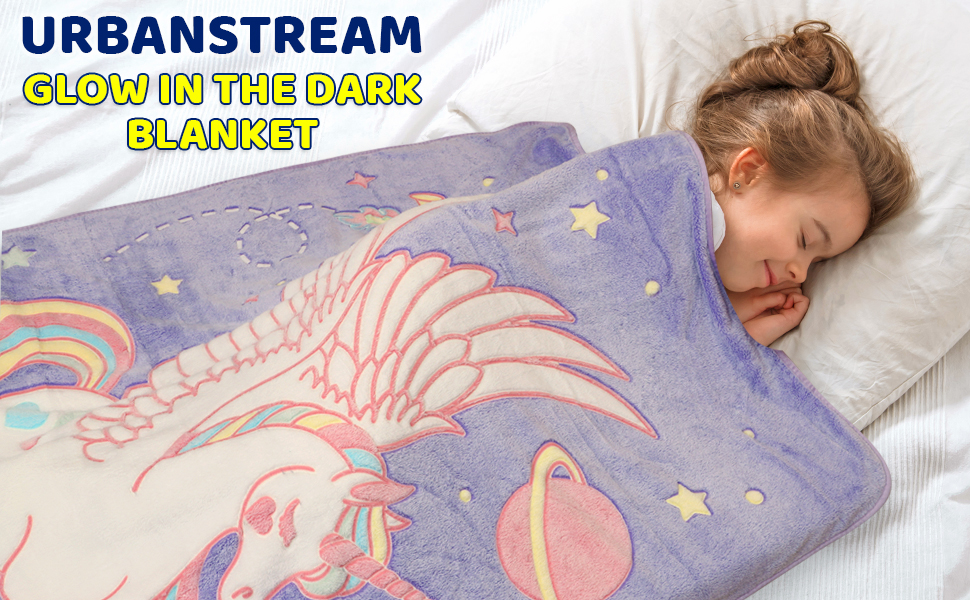 Big Size Unicorn Glow in The Dark Blanket for Kids Rainbow Blankets