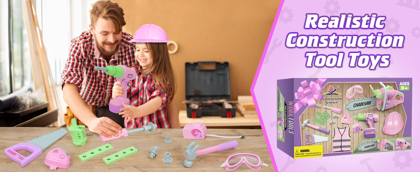 WishaLife Kids Tool Set for Girls Toddler Tool Set with