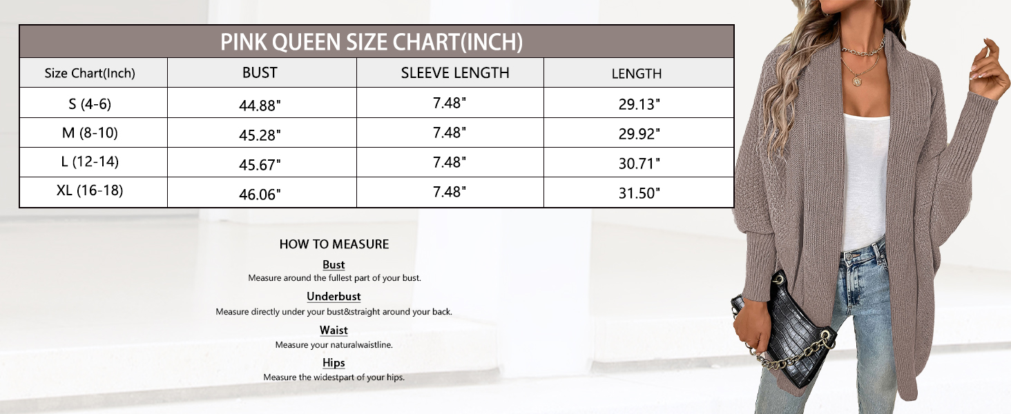Pink Queen Size Chart