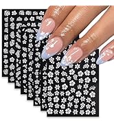 6Sheets Summer Flower Nail Art Stickers 3D Self-Adhesive Holographic Cherry Blossoms Design Nail ...