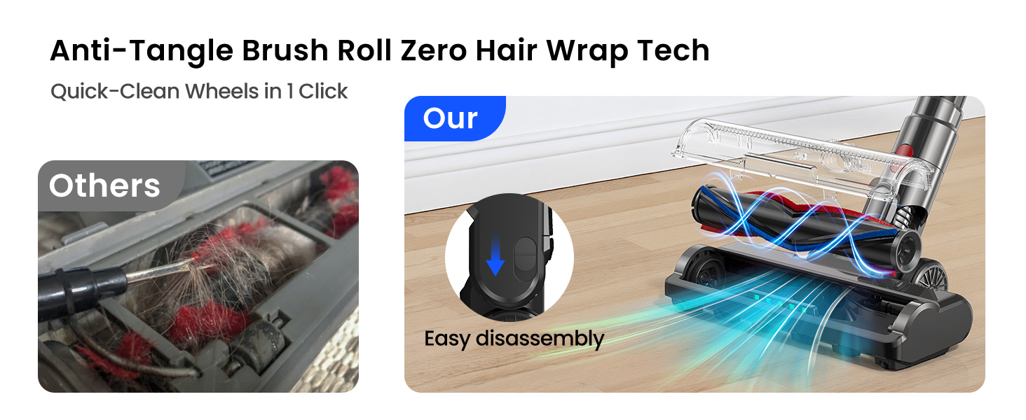 Tangle-Free Roller: Bye-Bye Brush Maintenance Nightmares
