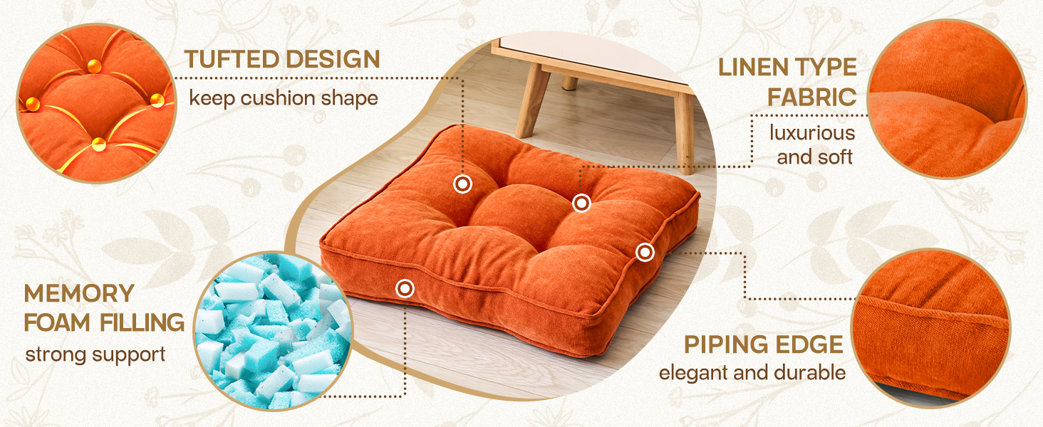 memory foam floor cushion is soft and luxurious, providing ultimate comfort for seating
