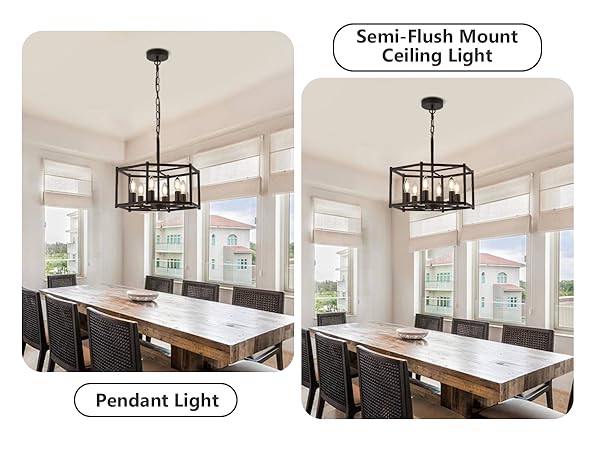 CWarmozy 17.3'' Black Chandeliers for Dining Room 6-Light