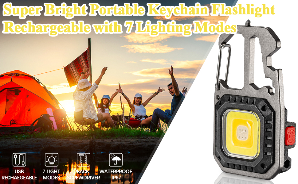 Cob Keychain Work Light, Cob Rechargeable Keychain Light, 1000lumens