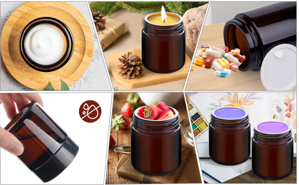 Amber Glass Cream Jar