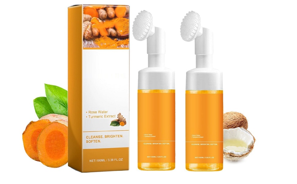 glow wash turmeric face wash with brush