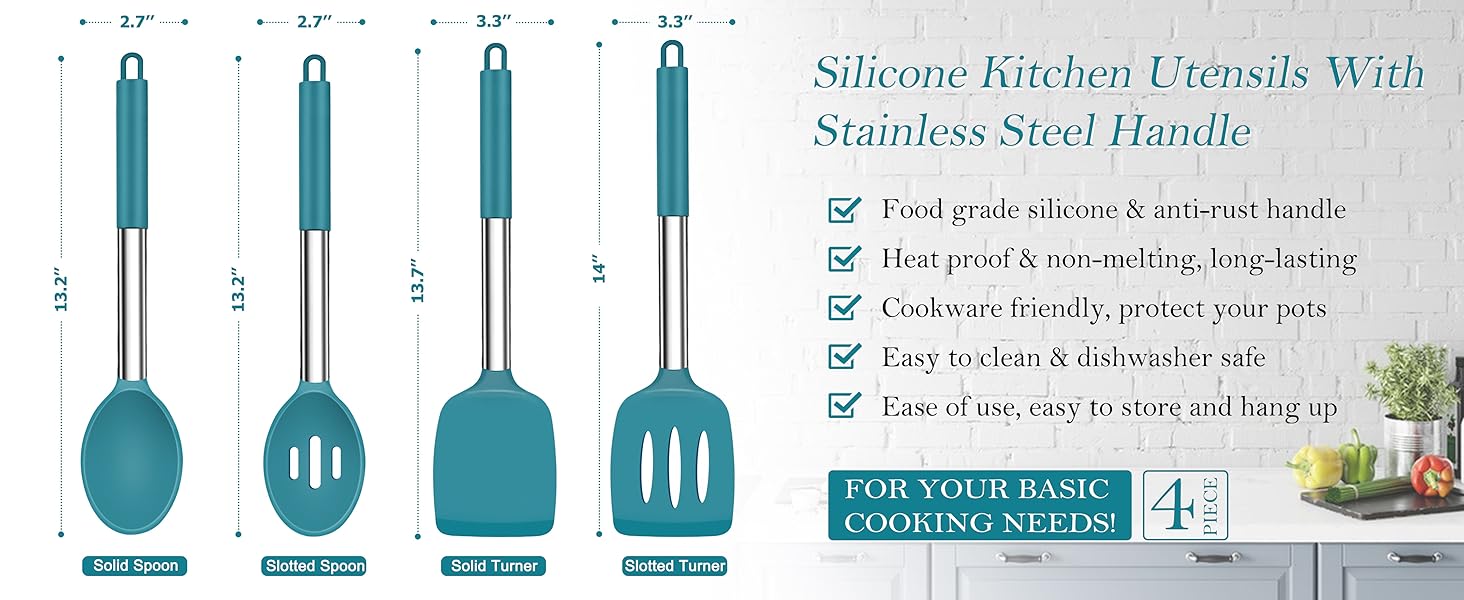 Dark Blue Cooking Utensil Set of 4