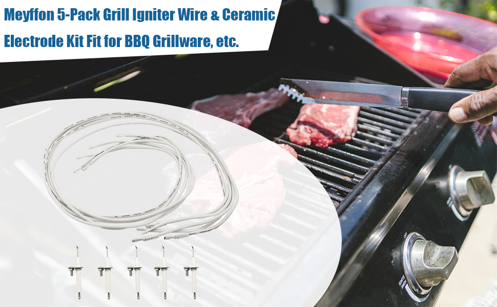 Meyffon 5Pack Grill Igniter Wire & Ceramic Electrode Kit