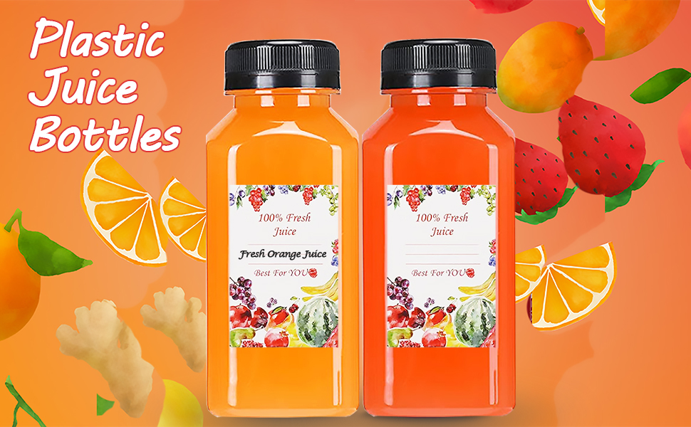 ookizom 8oz Plastic Juice Bottles with Caps, Perfect for Water, Juice or Smoothie, Reusable