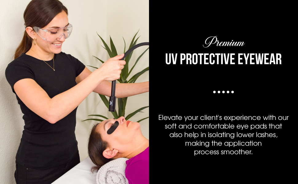 UV Lamp, Eyelash Extension Glue, Eyelash Extension Remover, Protective Goggles, Black Eye Pads