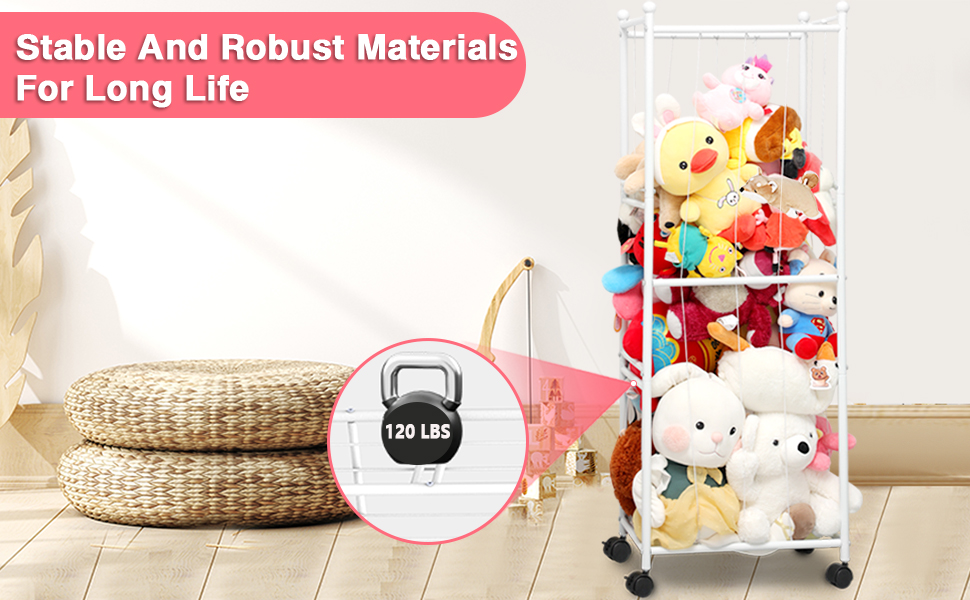 【Metal Tubes】Stuffed Animal Storage, Plush Toy Storage Organizer Shlf, Extra Large