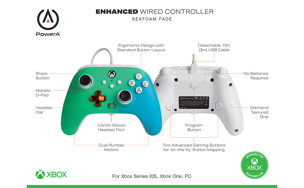 PowerA Enhanced Wired Gaming Controller for Xbox Series X/S, Xbox One
