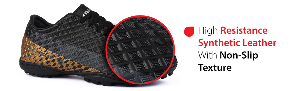High resistance synthetic leather with non-slip texture