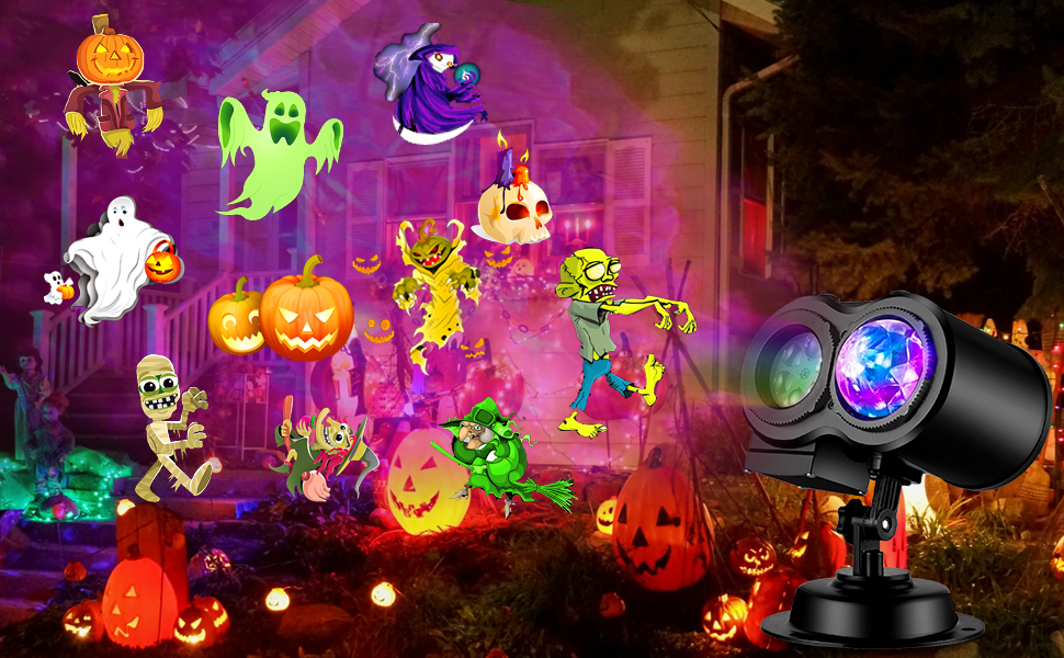 eletecpro Halloween Projector Light with 16 Slides Patterns & 10 Colors Ocean Wave