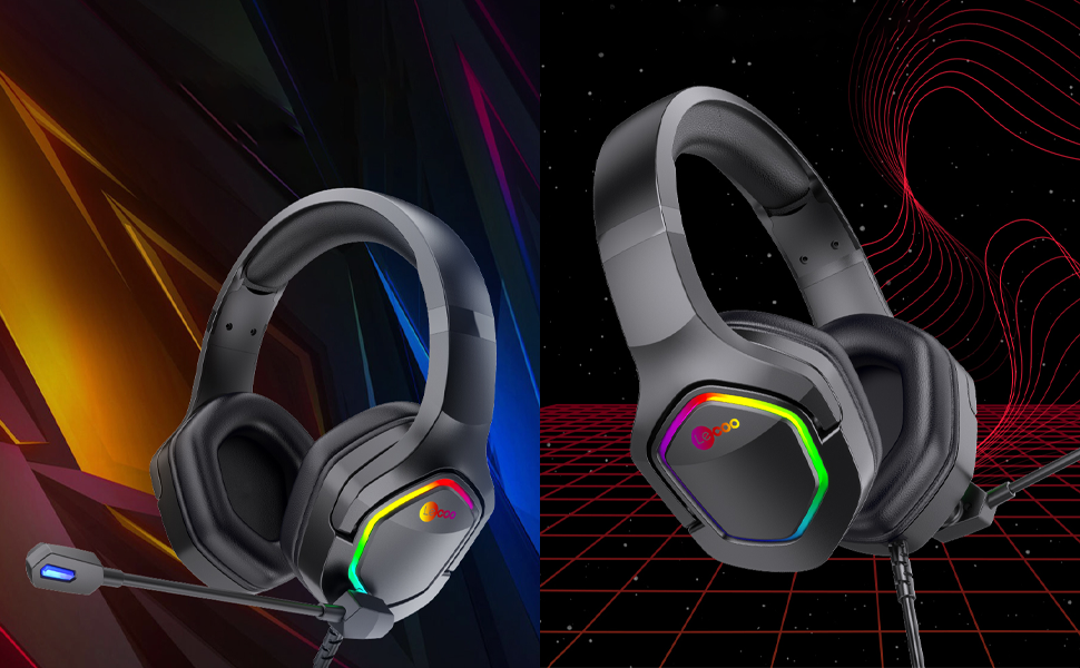 Lenovo Lecoo HT403 USB2.0 Over-Ear RGB LED Illuminated Wired Gaming Headset Black