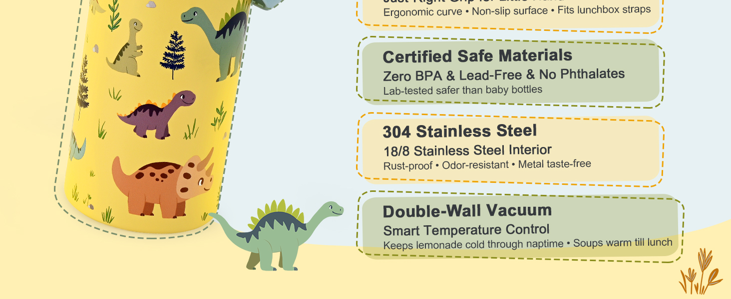 WixByti Kids Water Bottle 14oz with Silicone Straw Lid - Insulated Water Bottle Stainless Steel