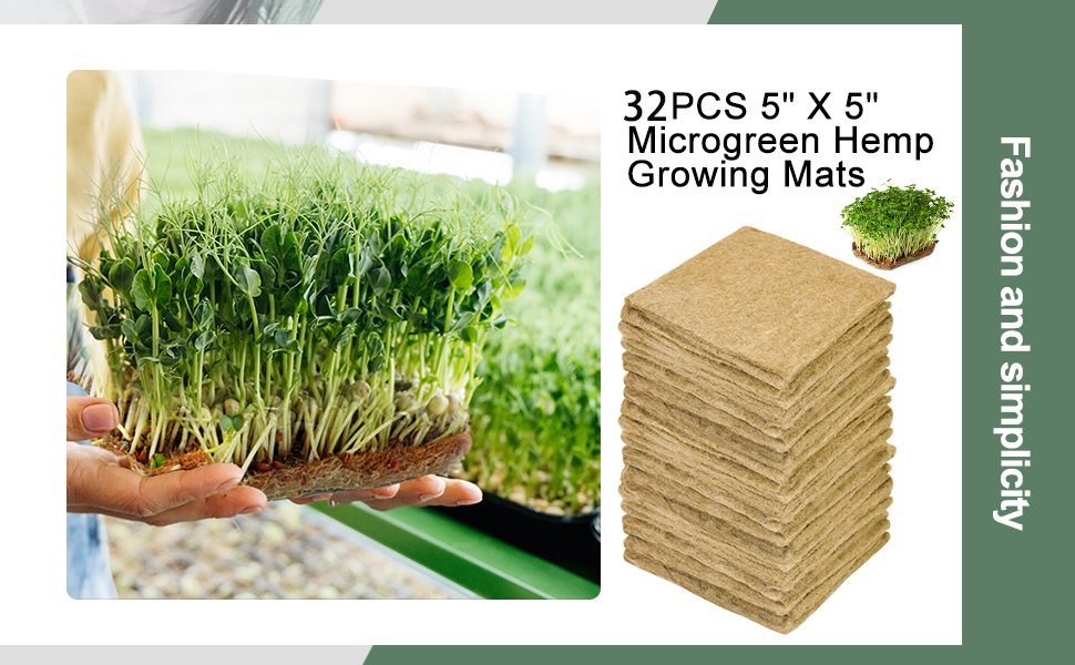 32PCS Hemp Mats for Growing Microgreens 5" X 5" Jute Fiber