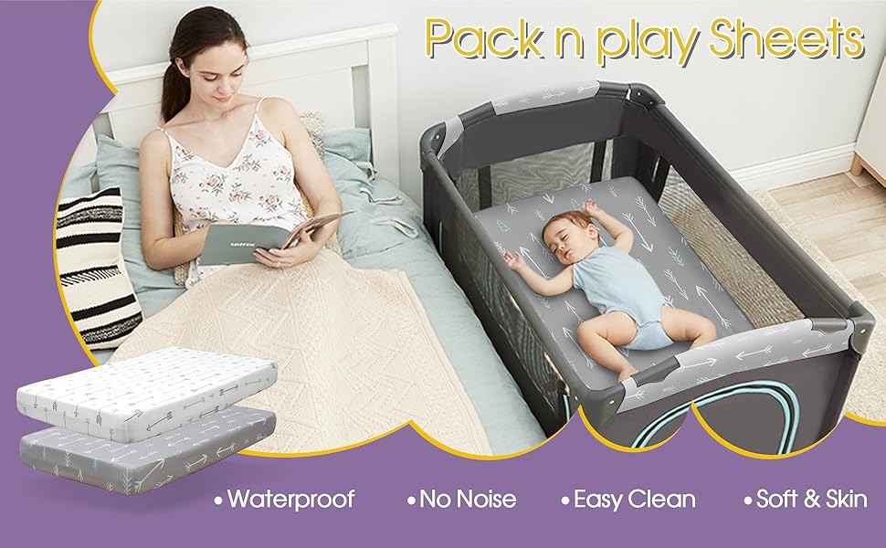 BabyPacknPlayPlayardSheetsBORPRES Waterproof