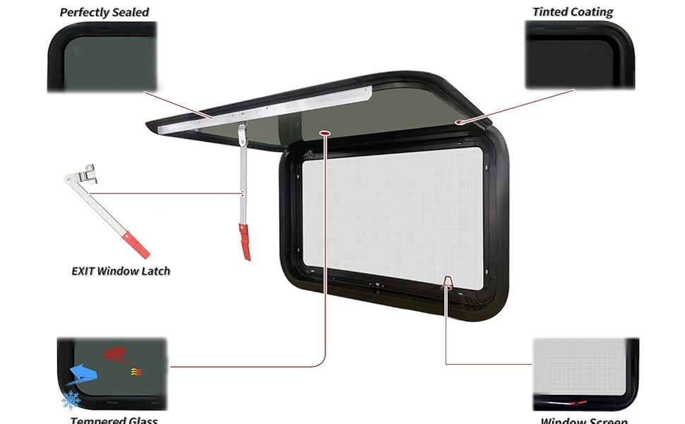 Aucuda 2pcs RV Window Trim Rings, 30” W x 20” H Camper Windows Replacement Trim Kit