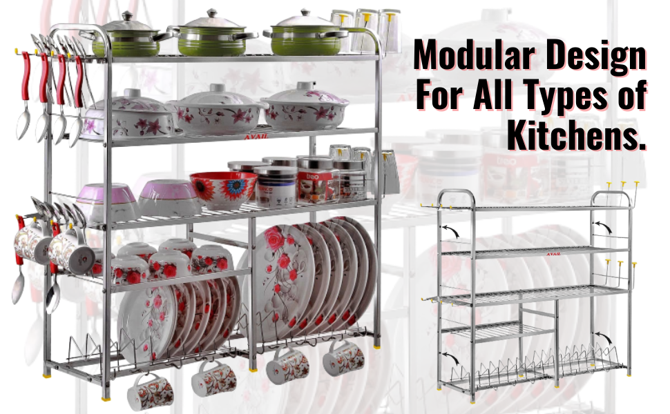 AVAIL Stainless Steel 5 Shelf Wall Mount Kitchen Racks Dish Rack with