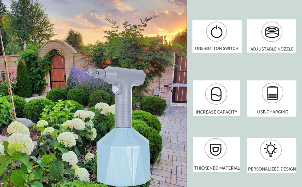 Gingersun Electric 1L Handheld Mister Pump Sprayer for Plants, 34 oz