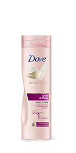 Dove Body Love Body Lotion Glow & Shine lässt die Haut mit der 1. Anwendung sofort erstrahlen