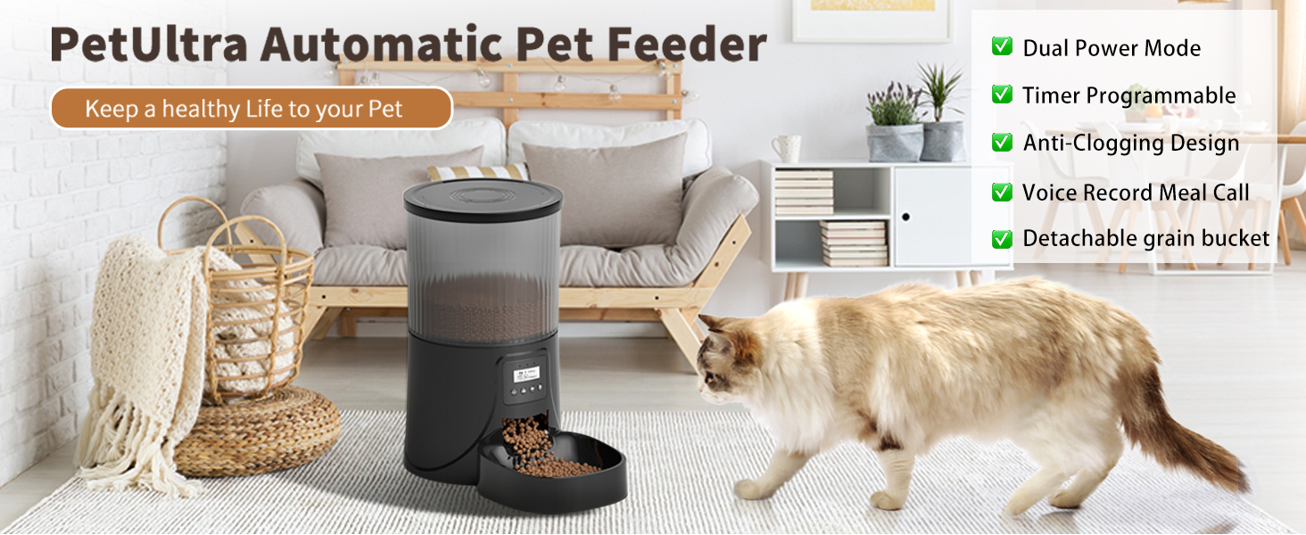PETULTRA Automatic Cat Feeders, Timed Dog Feeder 4L