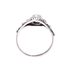 NOVICA,Sterling Silver,Ring,Jewelry,Band,Gemstone,Green,For Women,Gift,Pearls,Crown,Metal,Grey,Oval