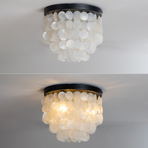 JC TOPA Capiz Shell Ceiling Light Fixtures, 3-Light Boho JC TOPA Capiz Shell Ceiling Light Fixtures, 3-Light Boho