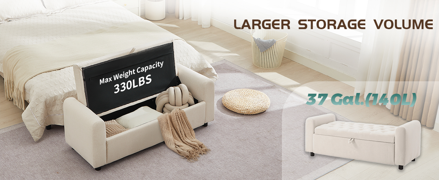 Ottoman with Storage, Tufted Storage Bench for Bedroom