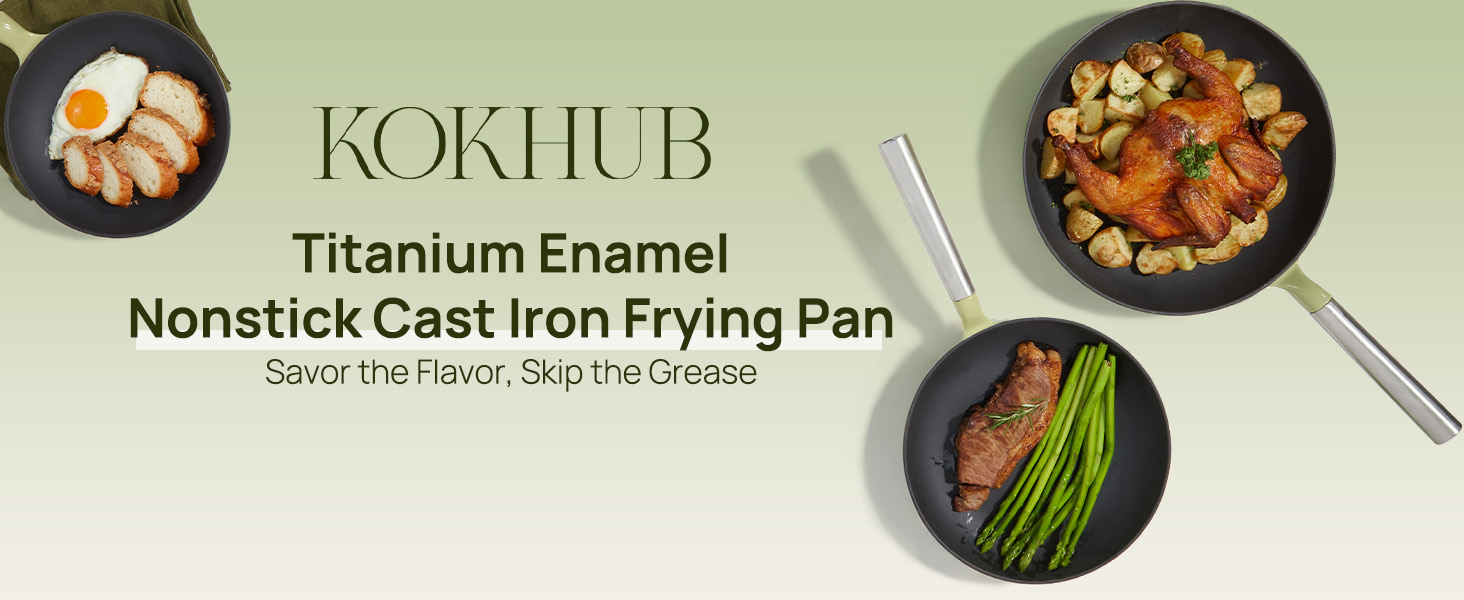 Titanium Enamel Nonstick Cast Iron Frying Pan