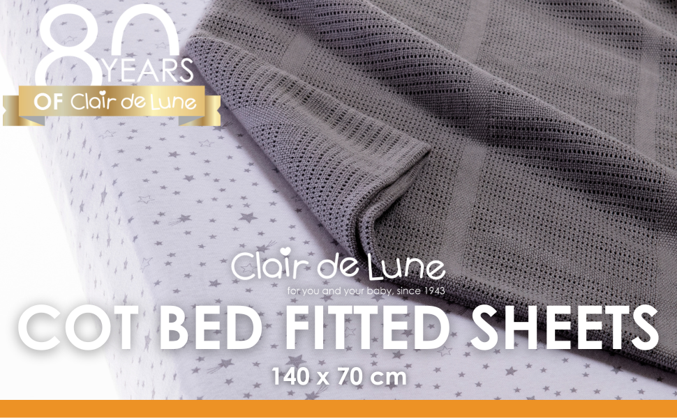 Clair de Lune Cot Bed Fitted Sheets 140 x 70 cm 100 Soft Cotton Jersey