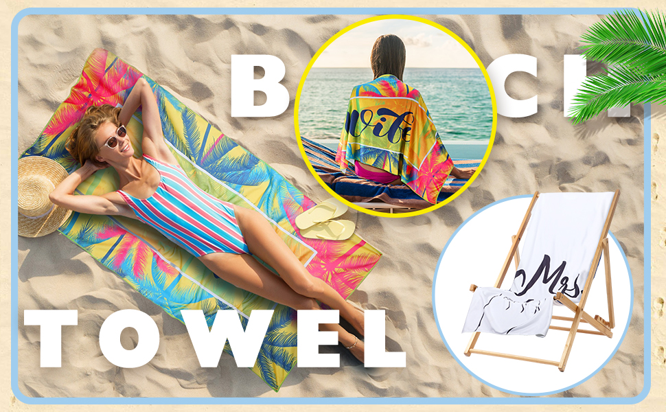 Redbaker 2 Pcs Mr and Mrs Beach Towels Wedding Beach Towels