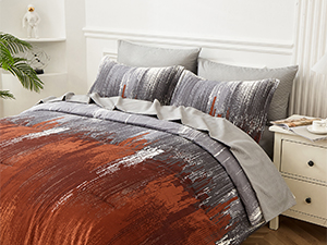 WONGS BEDDING Comforter Set King, Thanksgiving Burnt Orange 7 Pieces Bed in a Bag Abstract Gradient Soft Microfiber Fall Terracotta Bedding Set with Flat Sheet, Fitted Sheet, Pillow Shams, Pillowcases Burnt Orange Wave Flat Sheet