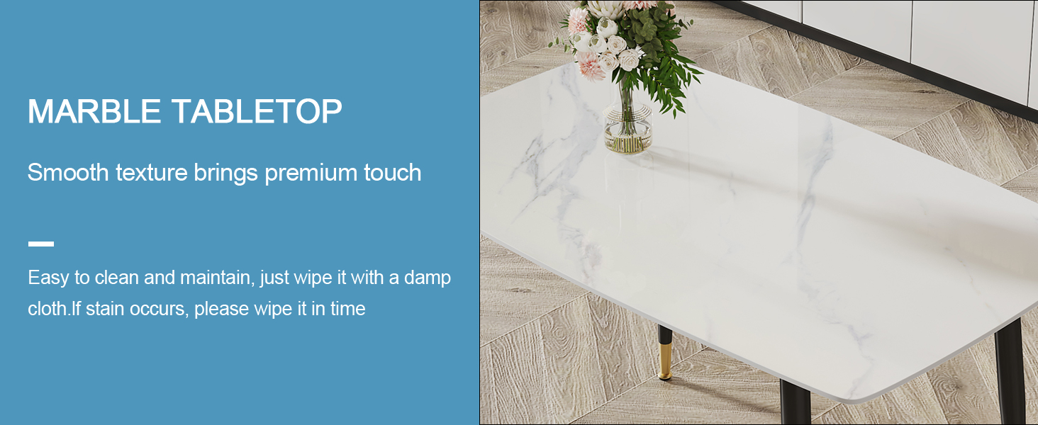 NYEESS 50” Dining Table Set for 4, Small White Marble