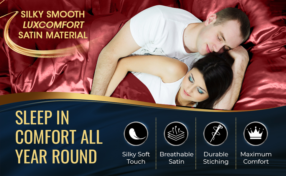 DECOLURE Satin Sheets Full Set 4 pcs Hotel Luxury Silk Touch Satin Sheets Full