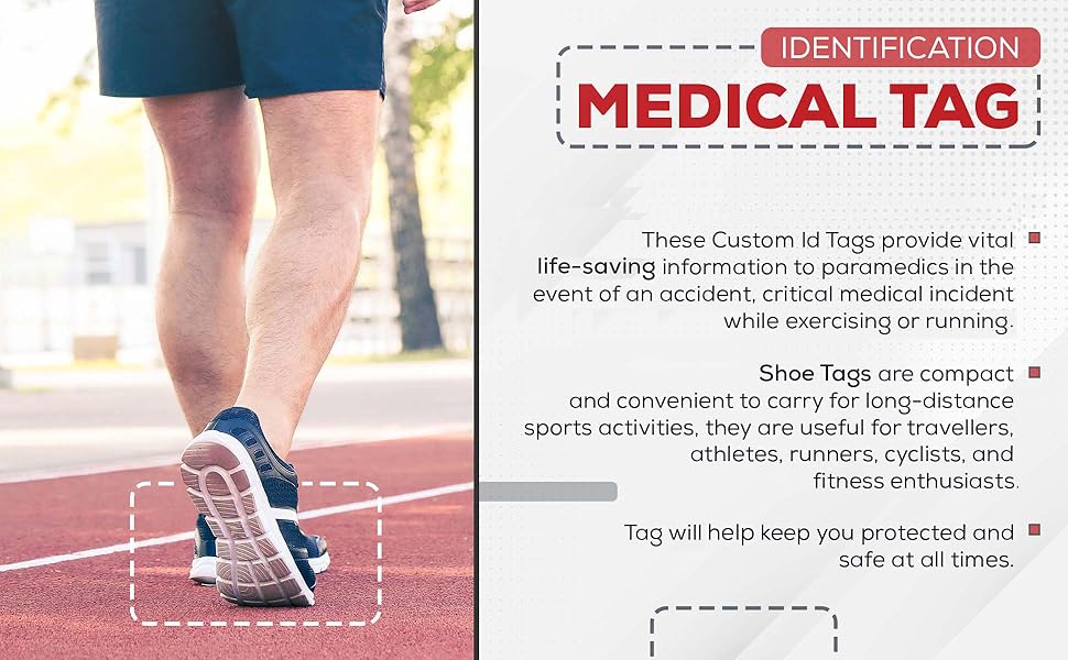 BRECK iD Custom Shoe Tags Medical Alert ID for Runners