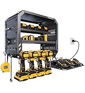 Spampur Power Tool Organizer Wall Mount with 4 Power Outlets & Charging Station &420lbs Capacity,...
